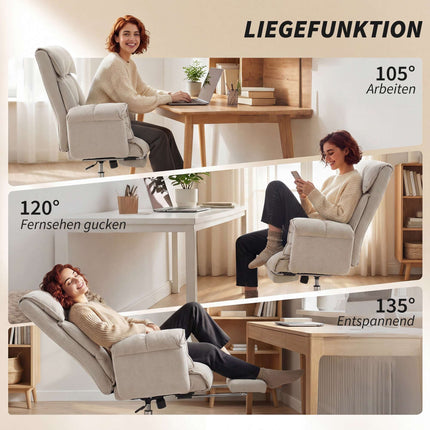Office Chair with Footrest, Adjustable Recline, Grey Velvet