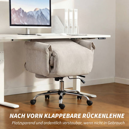 Office Chair with Footrest, Adjustable Recline, Grey Velvet