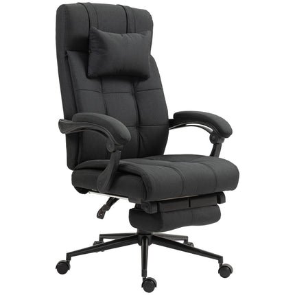 Bürostuhl mit Fußstütze, ergonomischer Drehstuhl, Schwarz