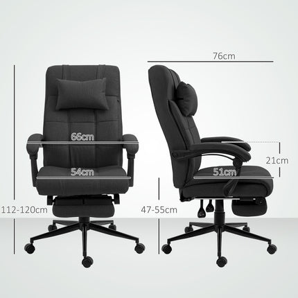 Bürostuhl mit Fußstütze, ergonomischer Drehstuhl, Schwarz