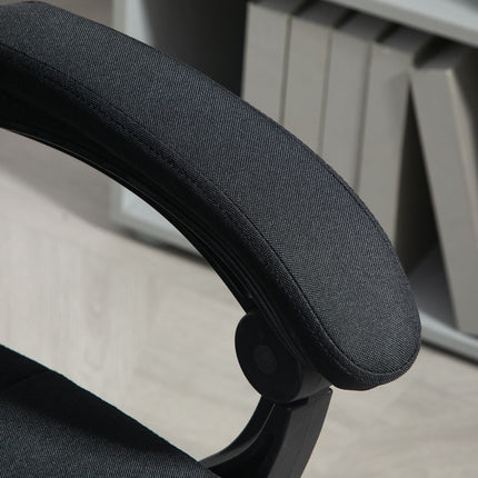 Bürostuhl mit Fußstütze, ergonomischer Drehstuhl, Schwarz