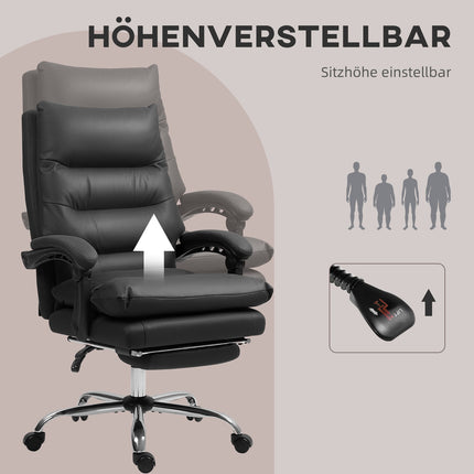 Bureaustoel met massage, verwarming, verstelbaar, zwart, 65x72x109-117cm