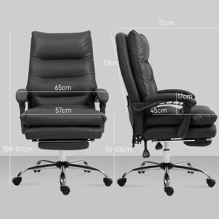 Bureaustoel met massage, verwarming, verstelbaar, zwart, 65x72x109-117cm