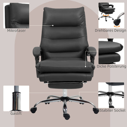 Bureaustoel met massage, verwarming, verstelbaar, zwart, 65x72x109-117cm