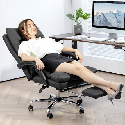 Bureaustoel met massage, verwarming, verstelbaar, zwart, 65x72x109-117cm