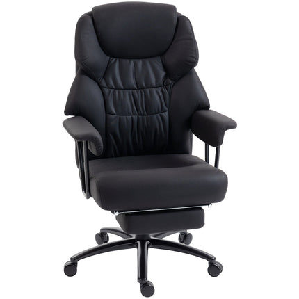 Office Chair with Massage, Recline & Footrest, Black Leather