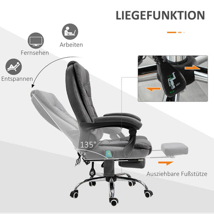 Ergonomic office chair with massage, heating & footrest