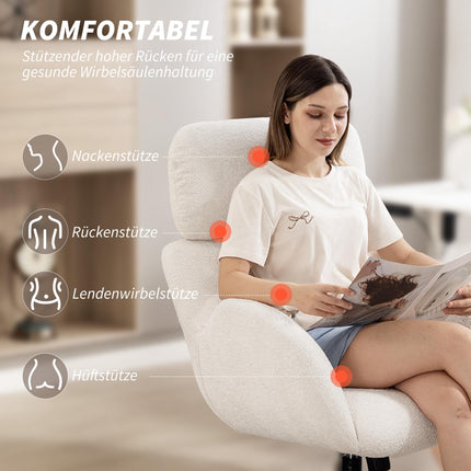 Kancelářská židle z látky se vzhledem sametu, nastavitelná, krémově bílá