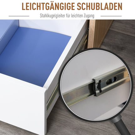 Büro-Rollcontainer, 3 Schubladen, weiß/natur, 55x45x65,5 cm