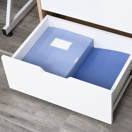 Büro-Rollcontainer, 3 Schubladen, weiß/natur, 55x45x65,5 cm