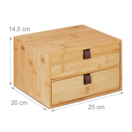Schreibtisch-Organizer, Bambus, 2 Schubladen