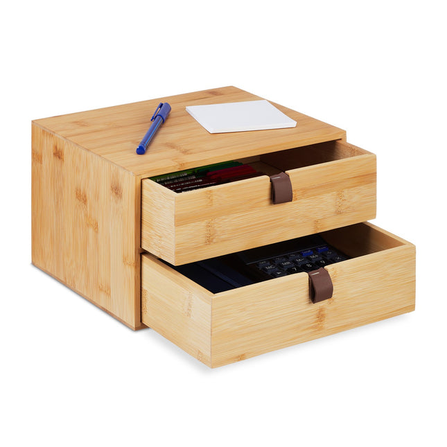 Schreibtisch-Organizer, Bambus, 2 Schubladen