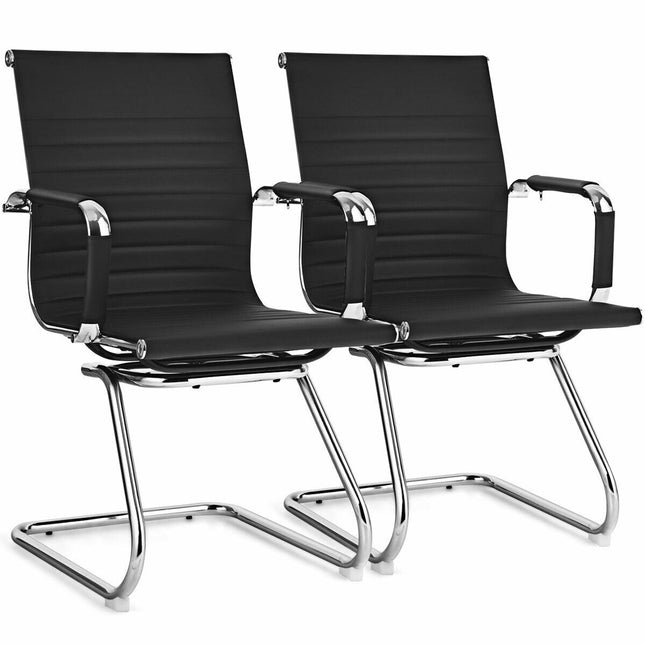 Bürobesucherstühle, 2er-Set, PU-Leder, Kufenuntergestell
