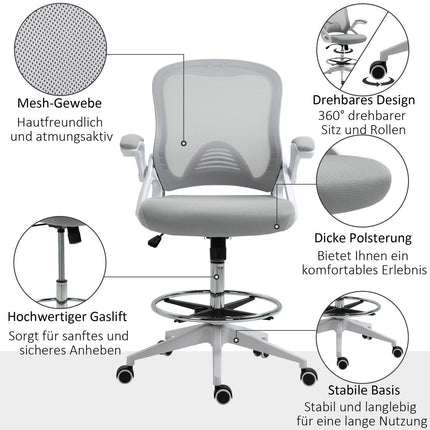 Ergonomischer Bürostuhl, Netzrückenlehne, höhenverstellbar, Schwarz