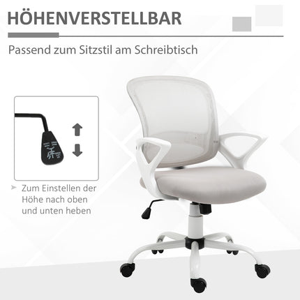 Kancelářská židle s kolečky, ergonomická, výškově nastavitelná, šedá