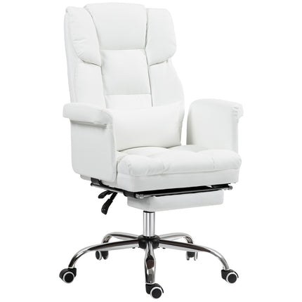 Ergonomischer weißer Bürostuhl, mit Neigungs- und Drehfunktion, Lordosenstütze