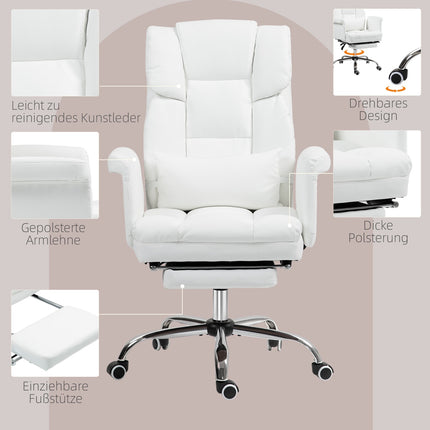 Ergonomischer weißer Bürostuhl, mit Neigungs- und Drehfunktion, Lordosenstütze