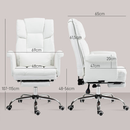Ergonomischer weißer Bürostuhl, mit Neigungs- und Drehfunktion, Lordosenstütze