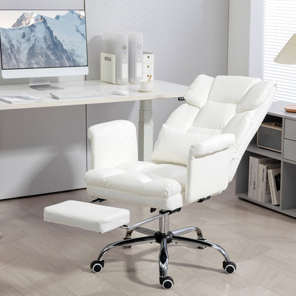 Ergonomischer weißer Bürostuhl, mit Neigungs- und Drehfunktion, Lordosenstütze