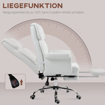Ergonomischer weißer Bürostuhl, mit Neigungs- und Drehfunktion, Lordosenstütze