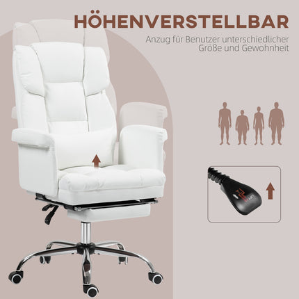 Ergonomischer weißer Bürostuhl, mit Neigungs- und Drehfunktion, Lordosenstütze