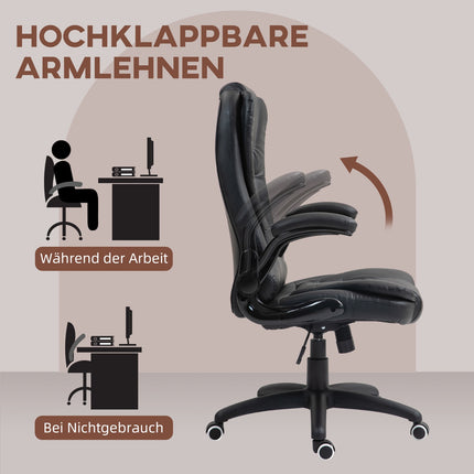 Ergonomischer Bürostuhl, Liegefunktion & drehbar, schwarz
