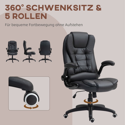 Ergonomischer Bürostuhl, Liegefunktion & drehbar, schwarz