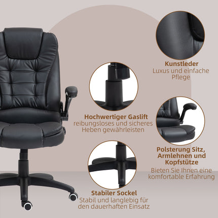Ergonomischer Bürostuhl, Liegefunktion & drehbar, schwarz