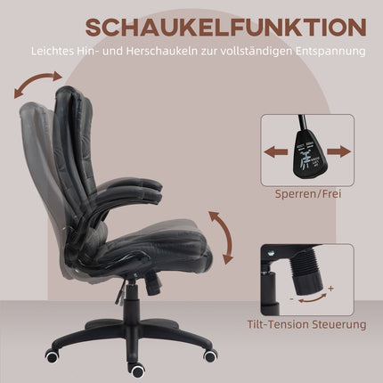 Ergonomischer Bürostuhl, Liegefunktion & drehbar, schwarz