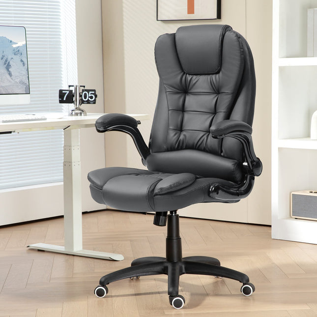 Ergonomischer Bürostuhl, drehbare und klappbare Armlehnen, dunkelgrau