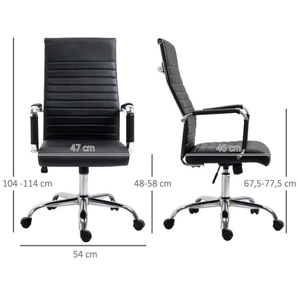Ergonomická kancelářská židle, nastavitelná, umělá kůže, černá