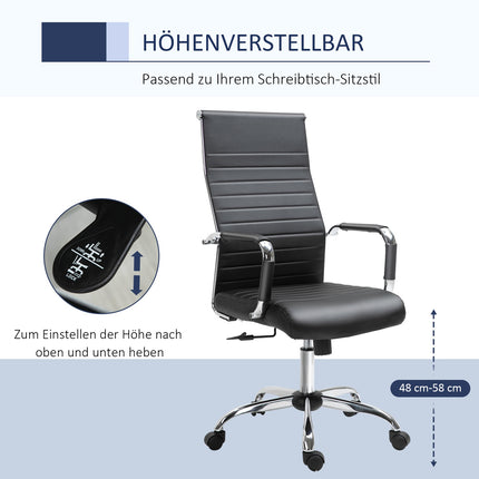 Ergonomická kancelářská židle, nastavitelná, umělá kůže, černá