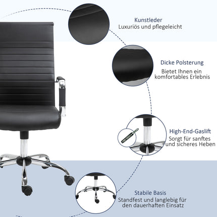 Ergonomická kancelářská židle, nastavitelná, umělá kůže, černá