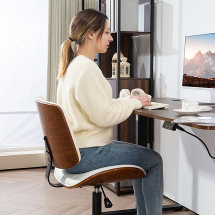 Weißer Bürostuhl aus Kunstleder, höhenverstellbar