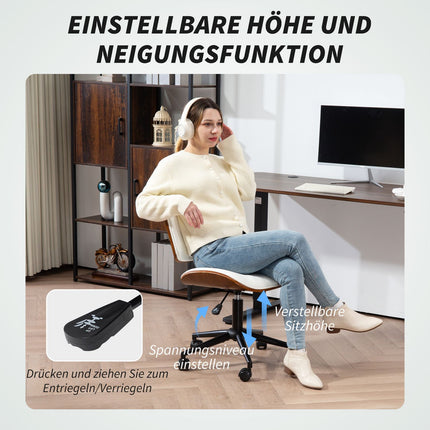 Weißer Bürostuhl aus Kunstleder, höhenverstellbar