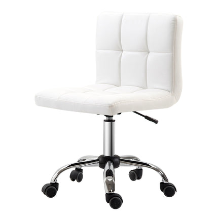 Bürostuhl, Drehstuhl, Kunstleder, Stahlgestell, 5 Rollen, gepolstert, weiß
