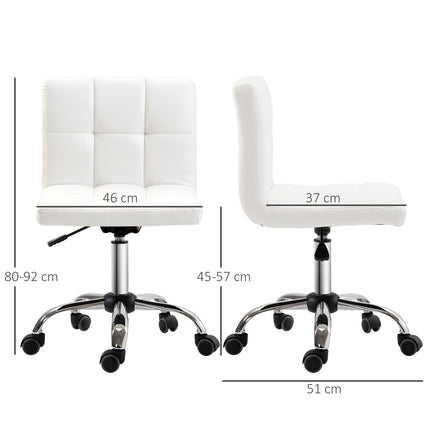 Bürostuhl, Drehstuhl, Kunstleder, Stahlgestell, 5 Rollen, gepolstert, weiß