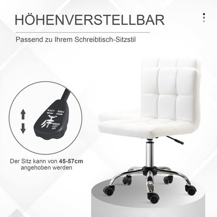 Bürostuhl, Drehstuhl, Kunstleder, Stahlgestell, 5 Rollen, gepolstert, weiß