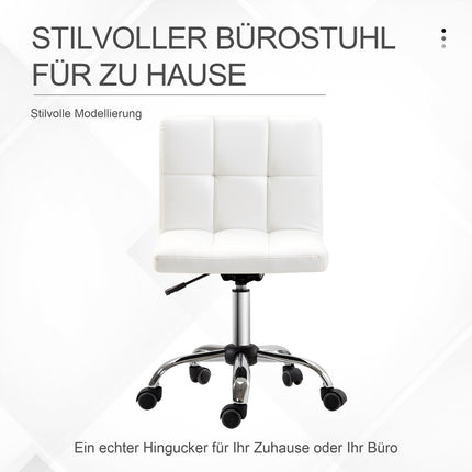 Bürostuhl, Drehstuhl, Kunstleder, Stahlgestell, 5 Rollen, gepolstert, weiß