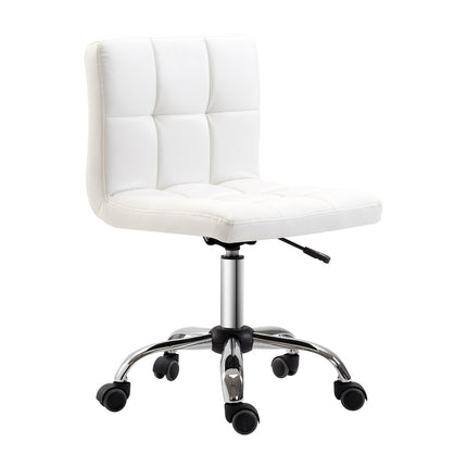 Bürostuhl, Drehstuhl, Kunstleder, Stahlgestell, 5 Rollen, gepolstert, weiß