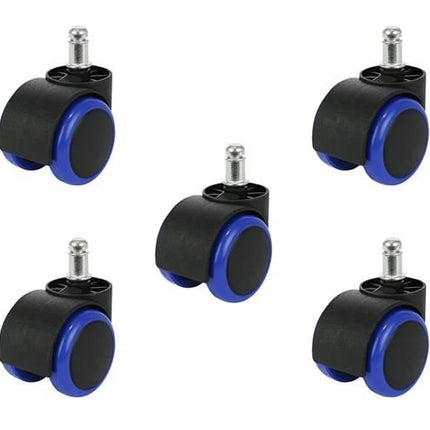 Office chair wheels - 5 pcs - blue