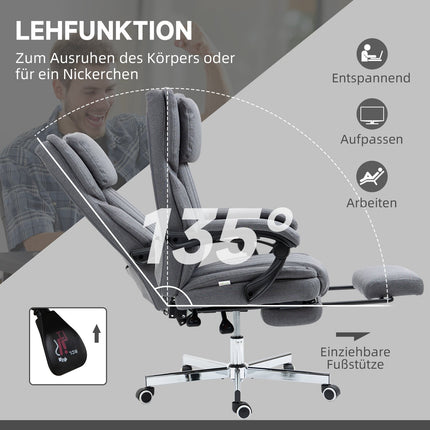 Ergonomic office chair, Reclining, Massage, Grey