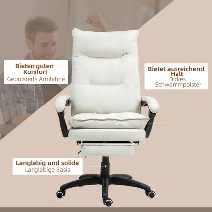 Ergonomischer Bürostuhl, Massage & Liegefunktion, Cremeweiß