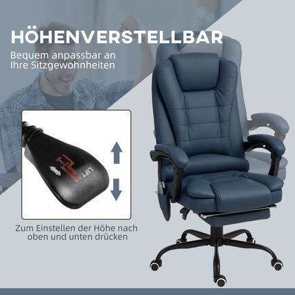 Ergonomischer Bürostuhl mit Massage- und Kippfunktion, blau