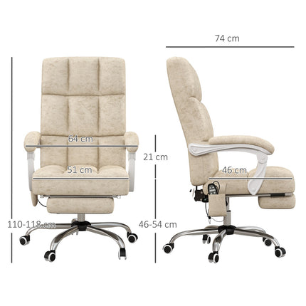 Ergonomická kancelářská židle s masáží a vyhříváním, nastavitelná, béžová