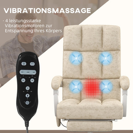 Ergonomická kancelářská židle s masáží a vyhříváním, nastavitelná, béžová