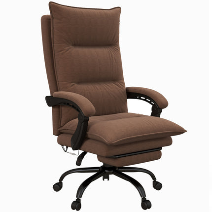 Ergonomická kancelářská židle s masáží, sklopení 155° – hnědá