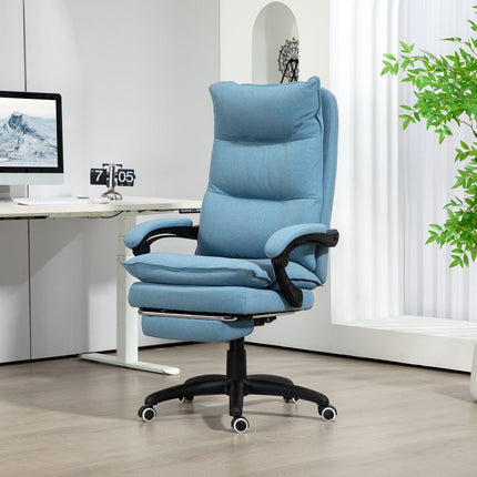 Ergonomischer Massage-Bürostuhl mit Neigungsfunktion & Fußstütze, blau