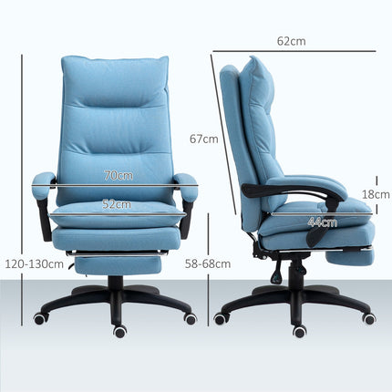 Ergonomischer Massage-Bürostuhl mit Neigungsfunktion & Fußstütze, blau