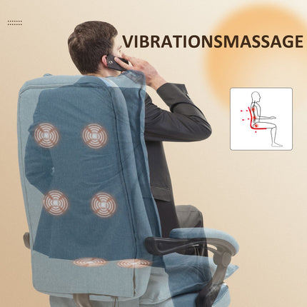 Ergonomischer Massage-Bürostuhl mit Neigungsfunktion & Fußstütze, blau